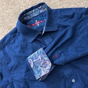 Robert Graham Blue Paisley Button Up Shirt Classic Fit Large